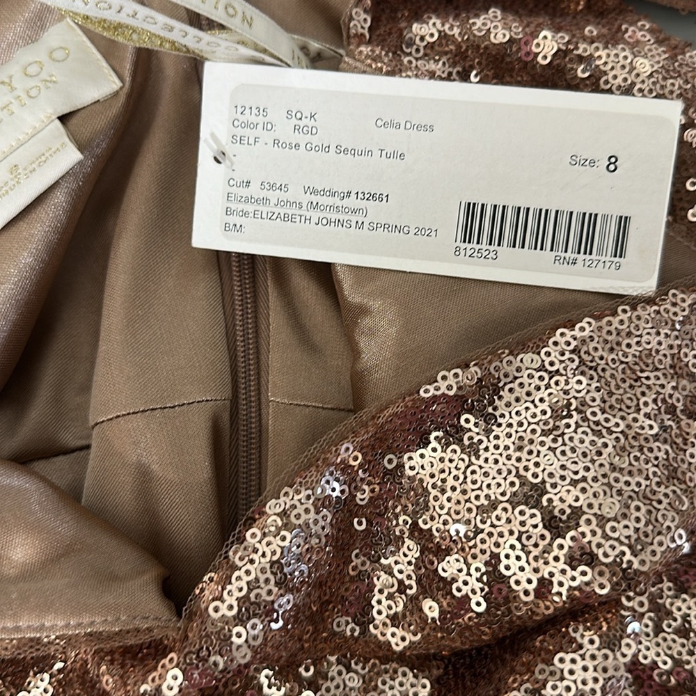 Jenny Yoo Gold Sequin Gown Sleeveless Plunge - Picture 4 of 4